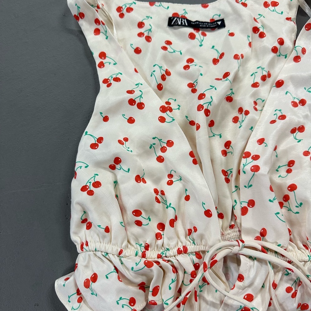 Zara Red Cherry Print Top - Picture 3 of 3